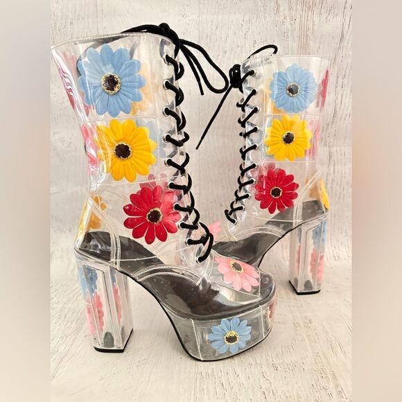 dELiA*s Shoes - Delia*s Y2k groovy disco get your groove on PVC platform boots Sz 7